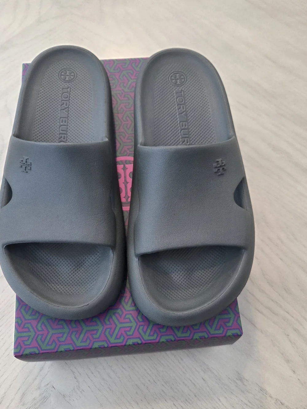Tory Burch Military Gren/Grey Slide Sandals Size 7